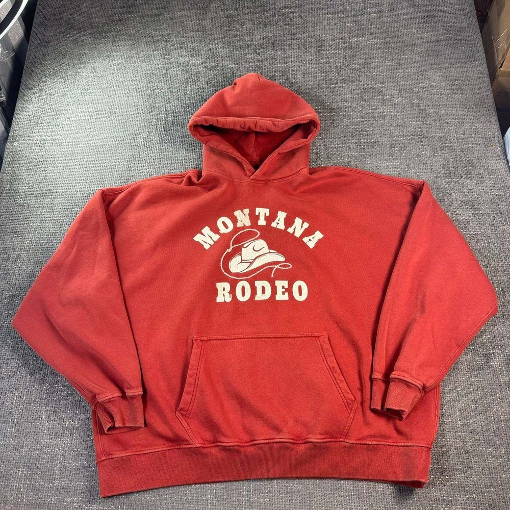 Abercrombie and fitch Montana Rodeo Graphic Hoodie XL Red Western Oversized